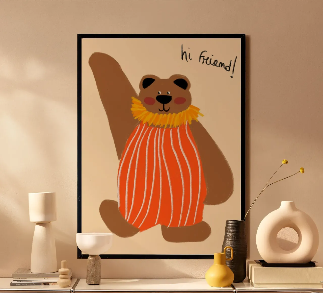 Orso carino 'Ciao amico! Arte stravagante poster da vintagepod