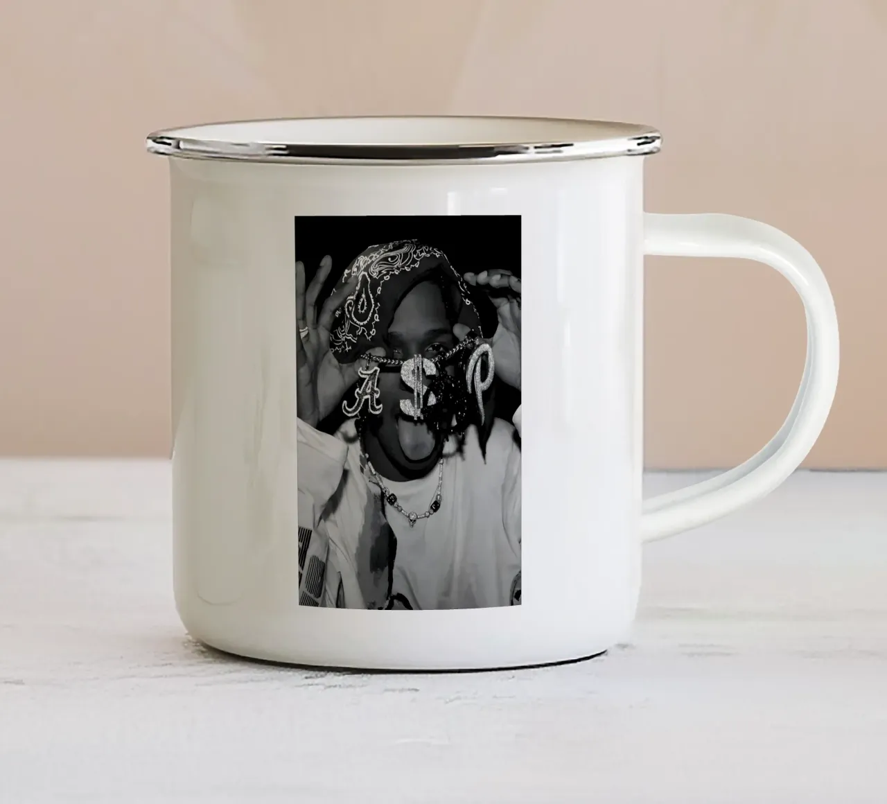 A$AP ROCKY tazza in smalto da Low poly art