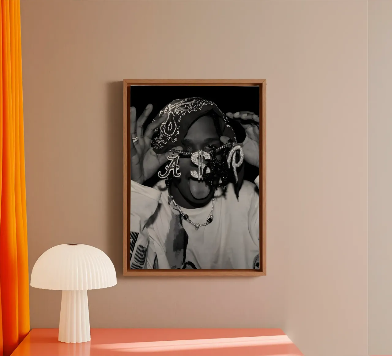 A$AP ROCKY canvas met Baklijst van Low poly art