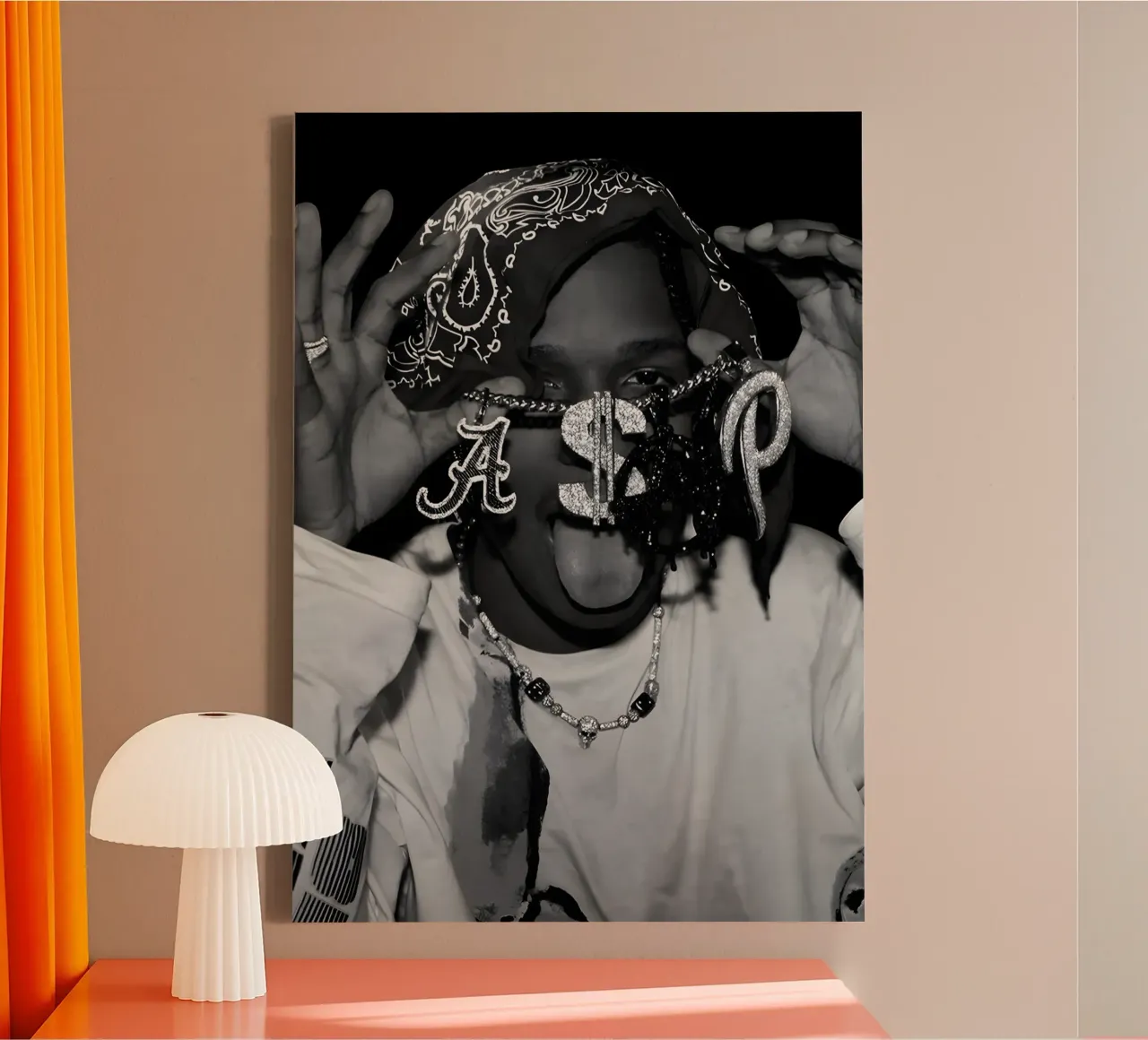 A$AP ROCKY canvas met Baklijst van Low poly art