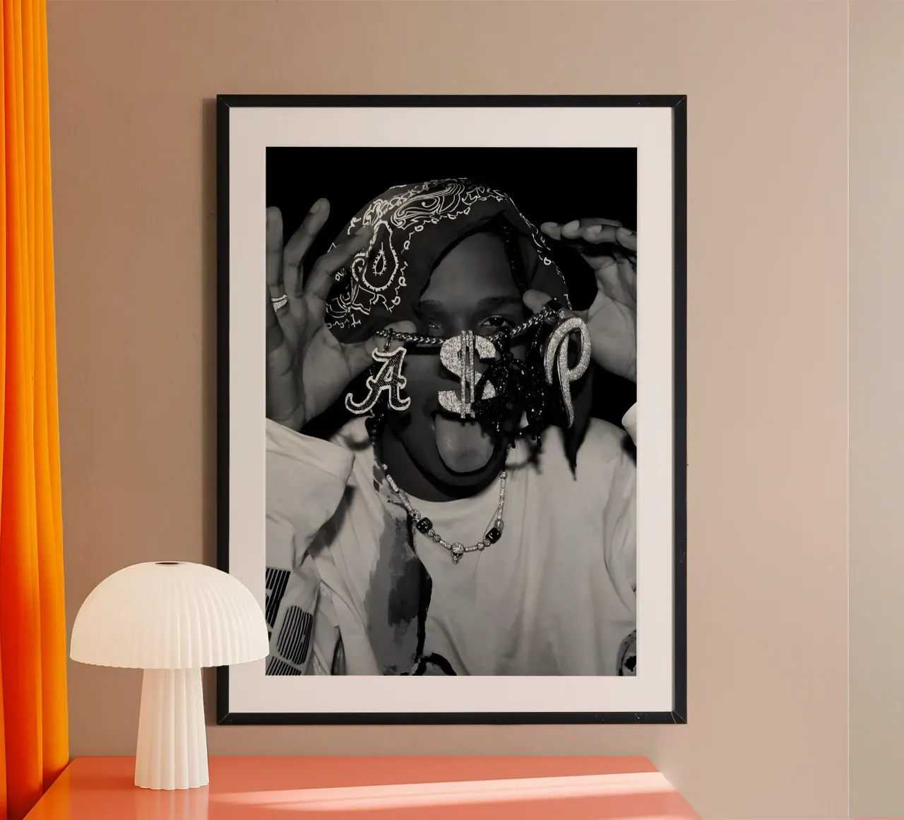 A$AP ROCKY poster con telaio in alluminio da Low poly art