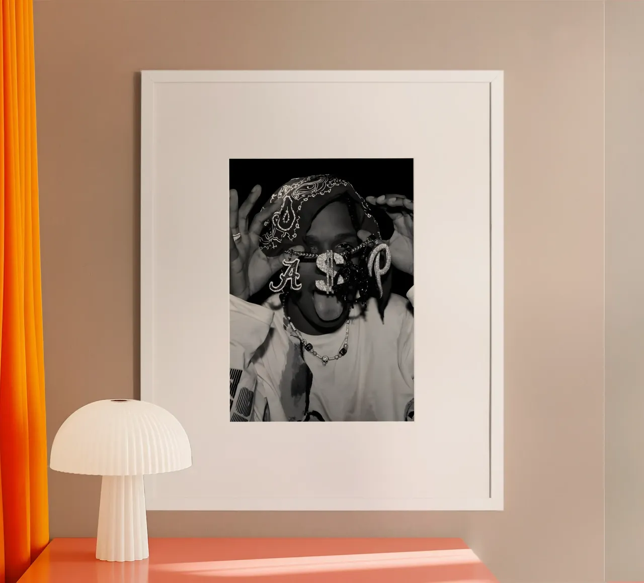 A$AP ROCKY poster con telaio in alluminio da Low poly art