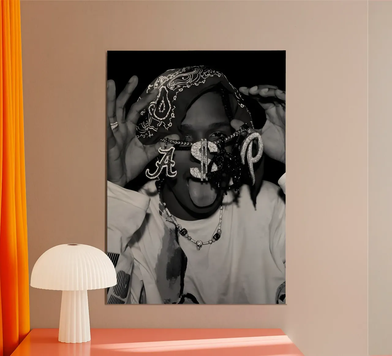 A$AP ROCKY poster con telaio in alluminio da Low poly art