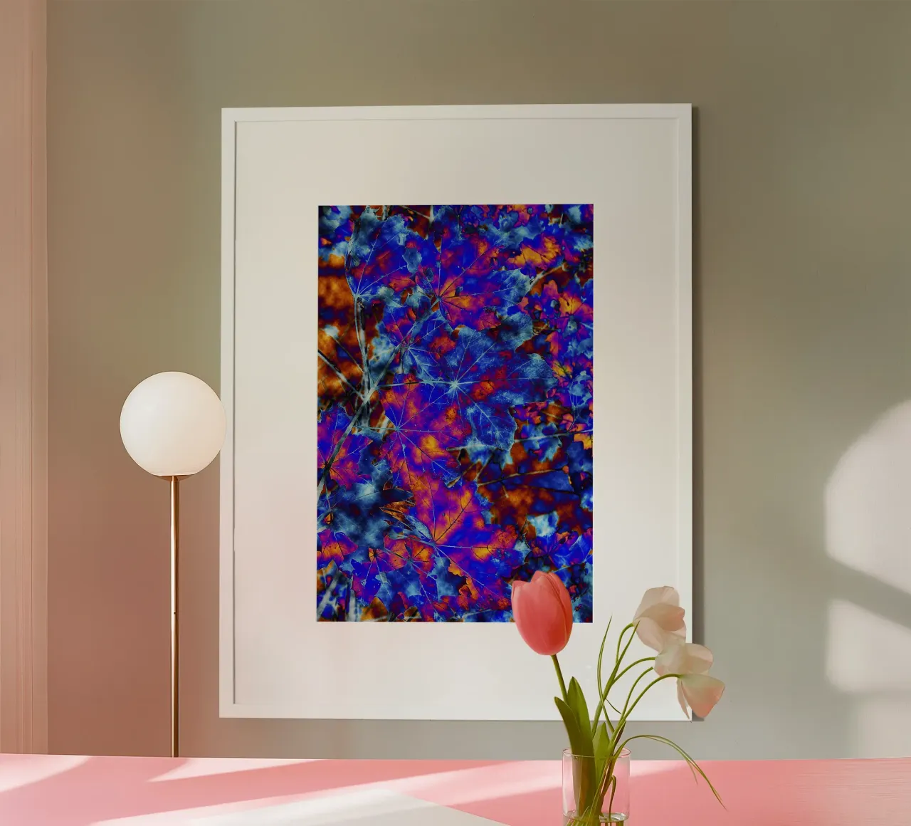 Abstract Autumn Leaves – Vibrant Indigo and Yellow Print poster by jay