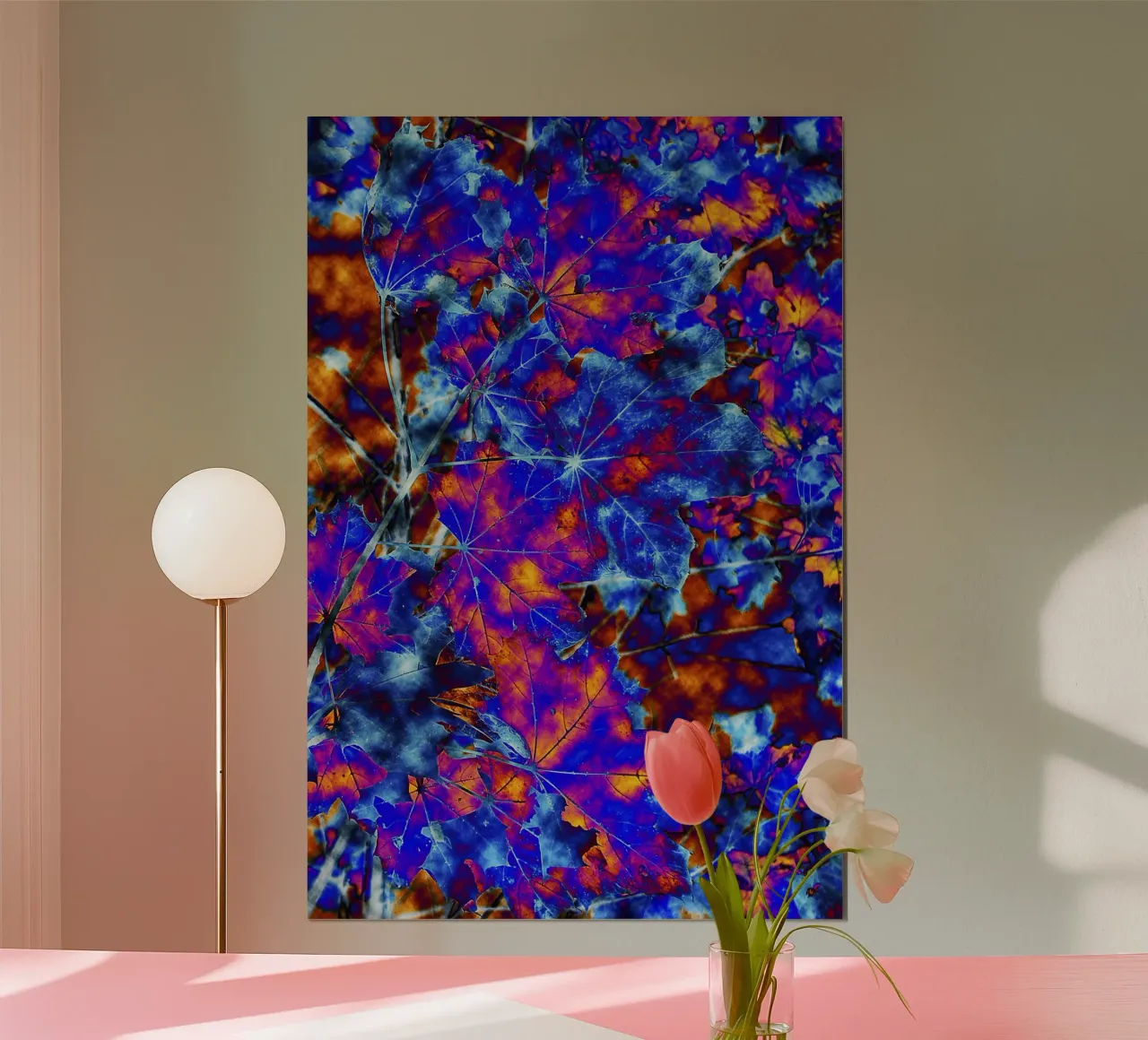 Abstract Autumn Leaves – Vibrant Indigo and Yellow Print poster by jay