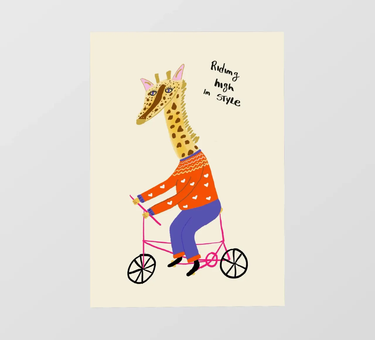 Giraffa in bicicletta: "In alto con stile". telo in pvc da vintagepod