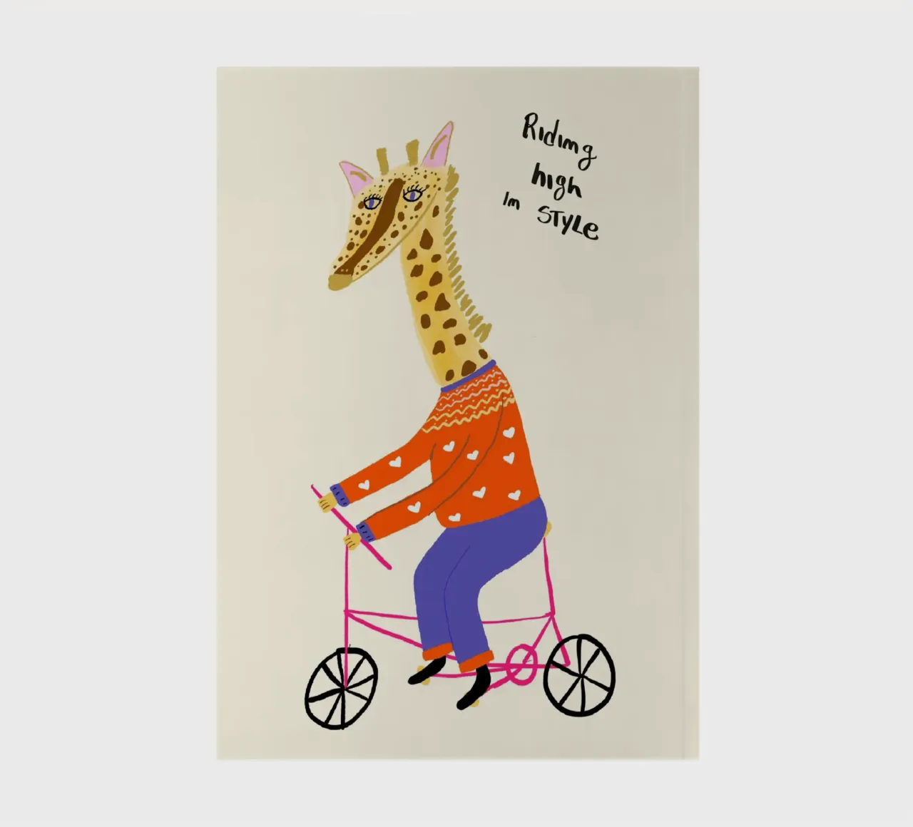 Giraffe on a Bike 'Riding High in Style' notebook by vintagepod
