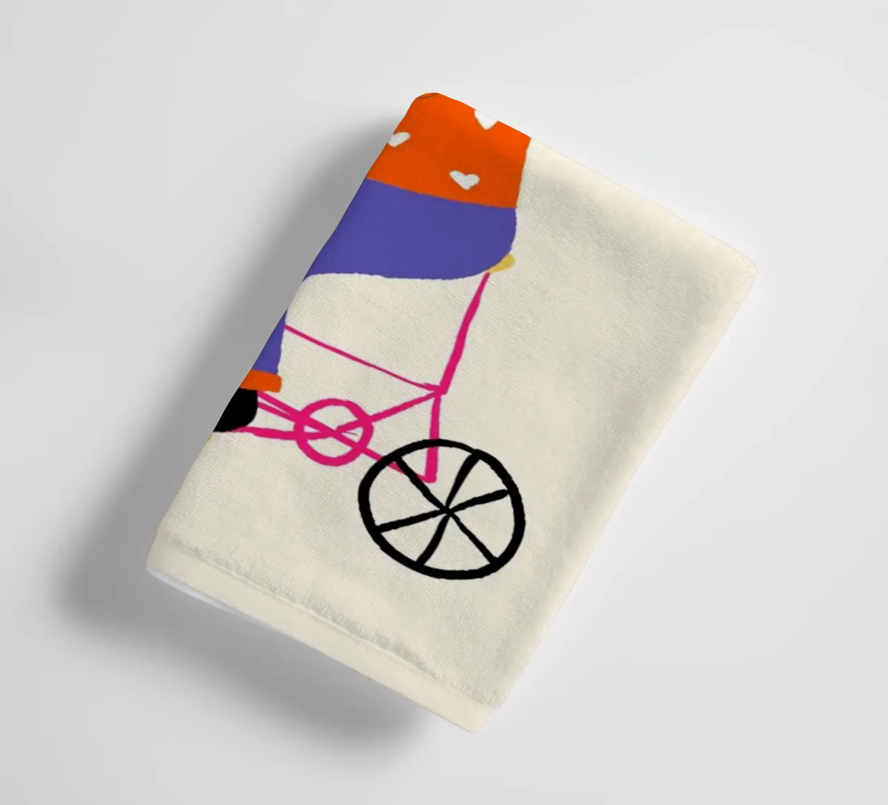 Giraffa in bicicletta: "In alto con stile". asciugamano da bagno da vintagepod