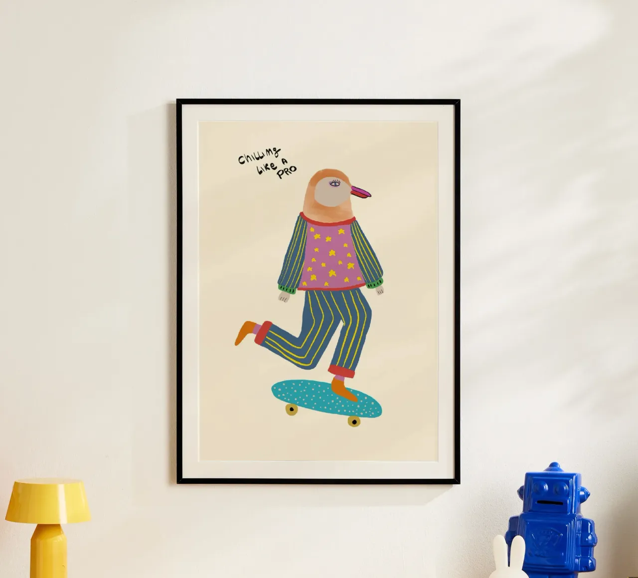 Il pinguino dello skateboard: "Rilassarsi come un professionista". poster da vintagepod