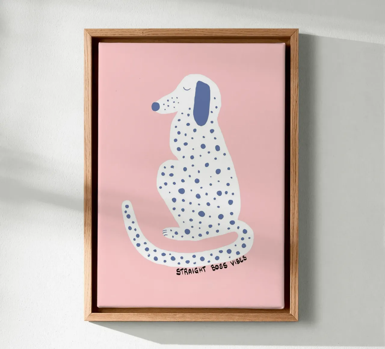 Arte dalmata "Straight Boss Vibes tela con Cornice a cassetta da vintagepod