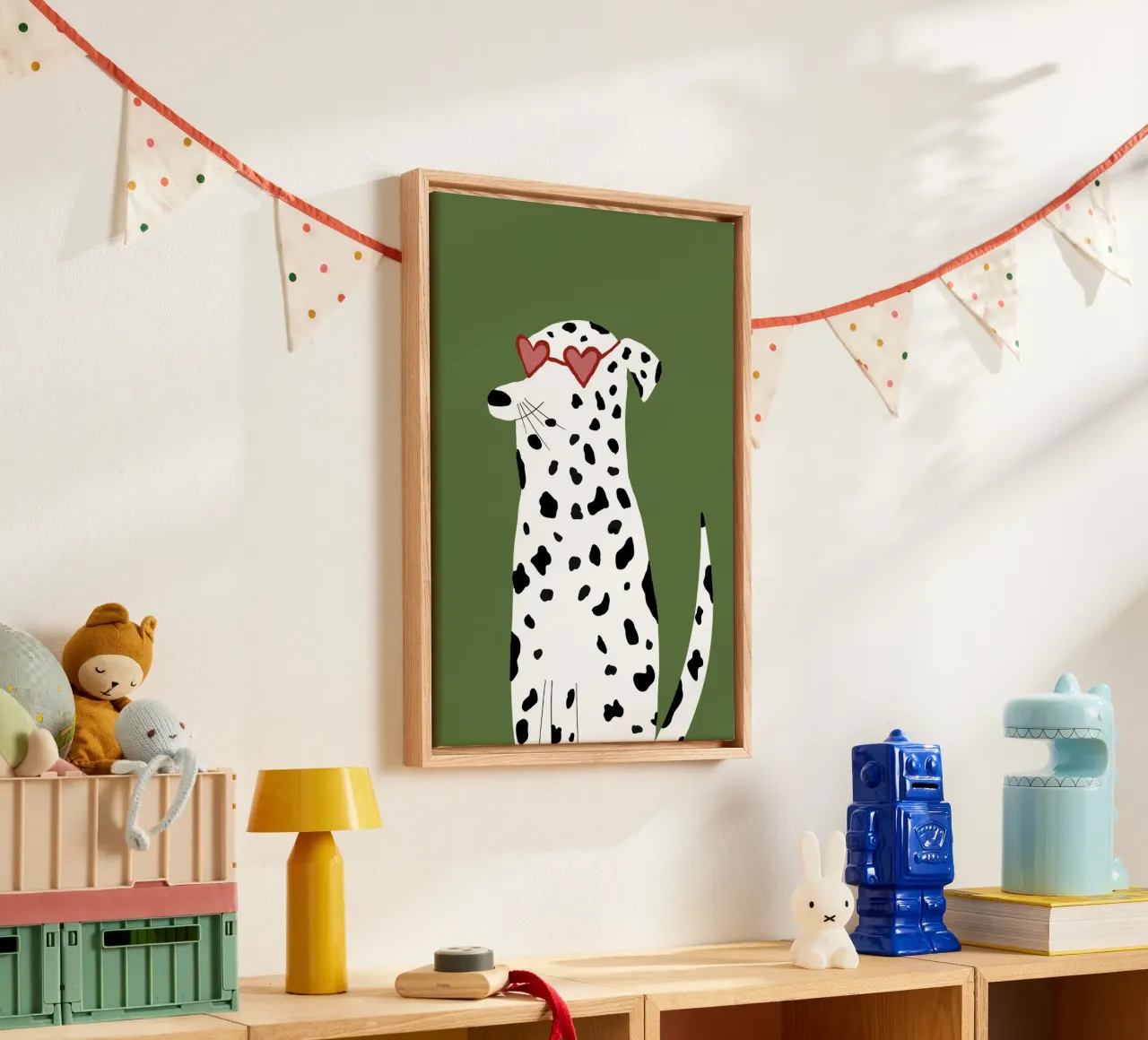 Dalmatian with Heart Sunglasses Modern Art canvas with Floater frame by vintagepod