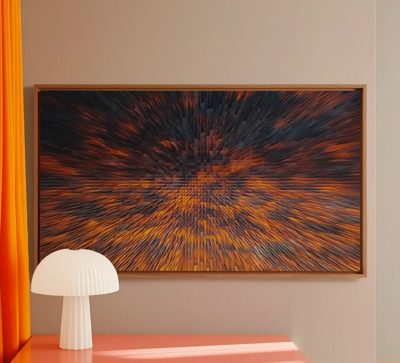 Abstract Sunrise Sky Print – Dynamic Hues canvas with Floater frame by jay