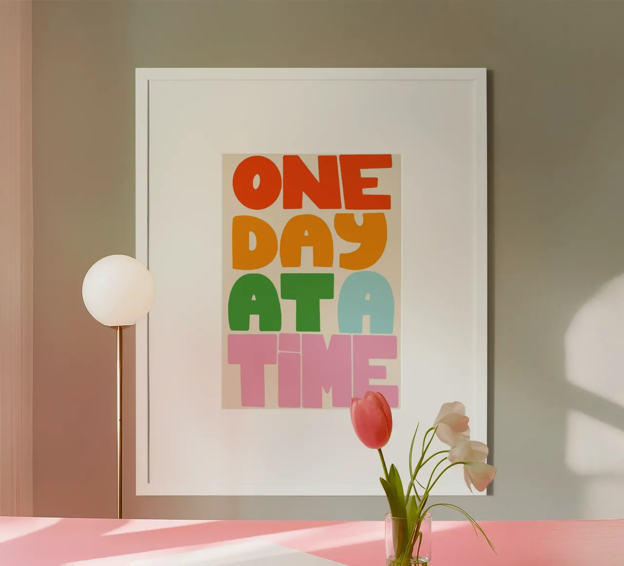 Un giorno alla volta - Poster tipografico retrò poster con telaio in plastica da vintagepod