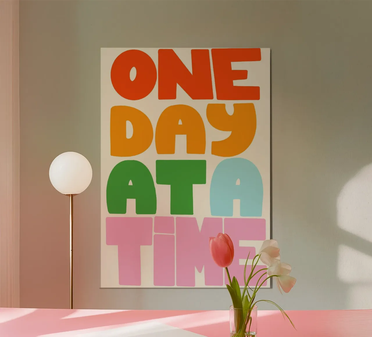 Un giorno alla volta - Poster tipografico retrò poster con telaio in plastica da vintagepod