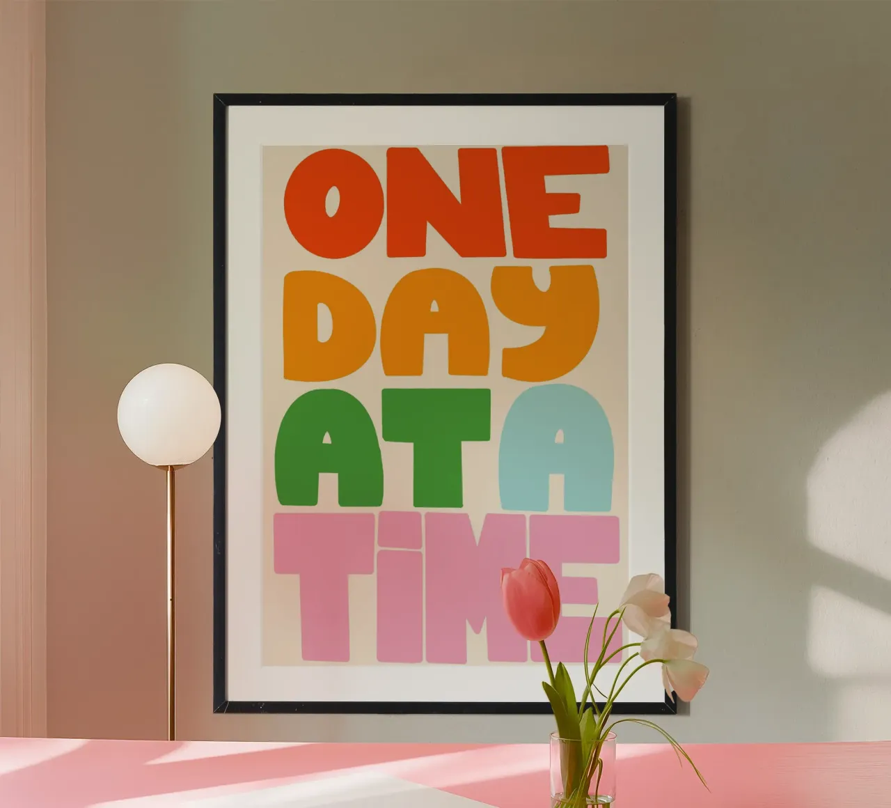 Un giorno alla volta - Poster tipografico retrò poster con telaio in plastica da vintagepod