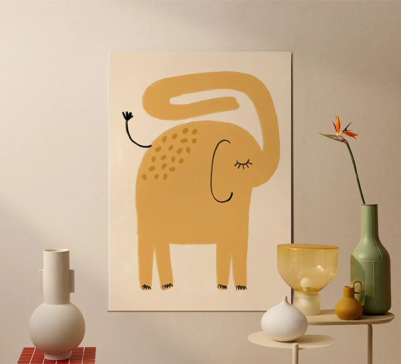 Minimalist Elephant Modern Abstract Art poster by vintagepod