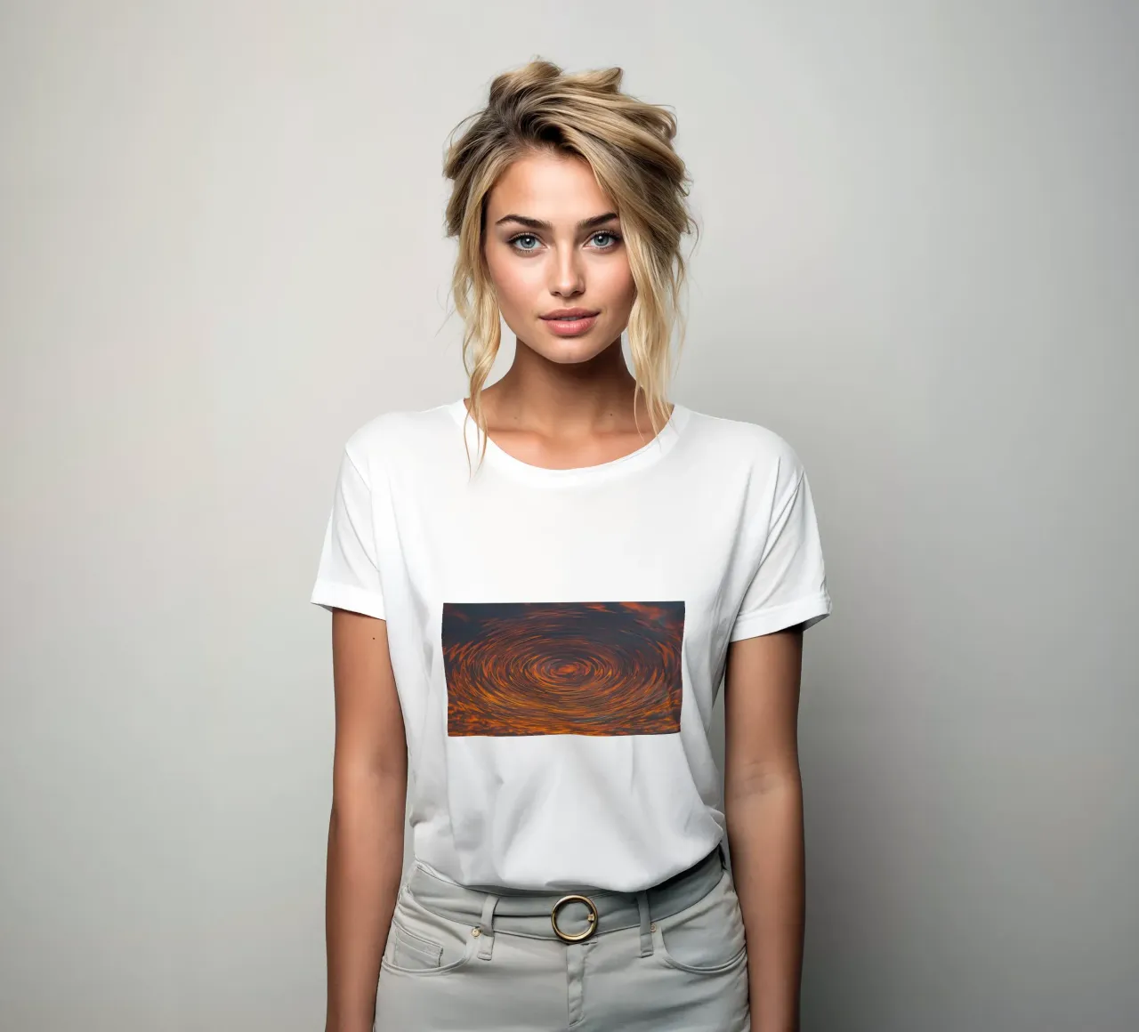 Abstract Circular Sunrise – Zig-Zag Patterns in Dynamic Hues women's fitted t-shirt by jay