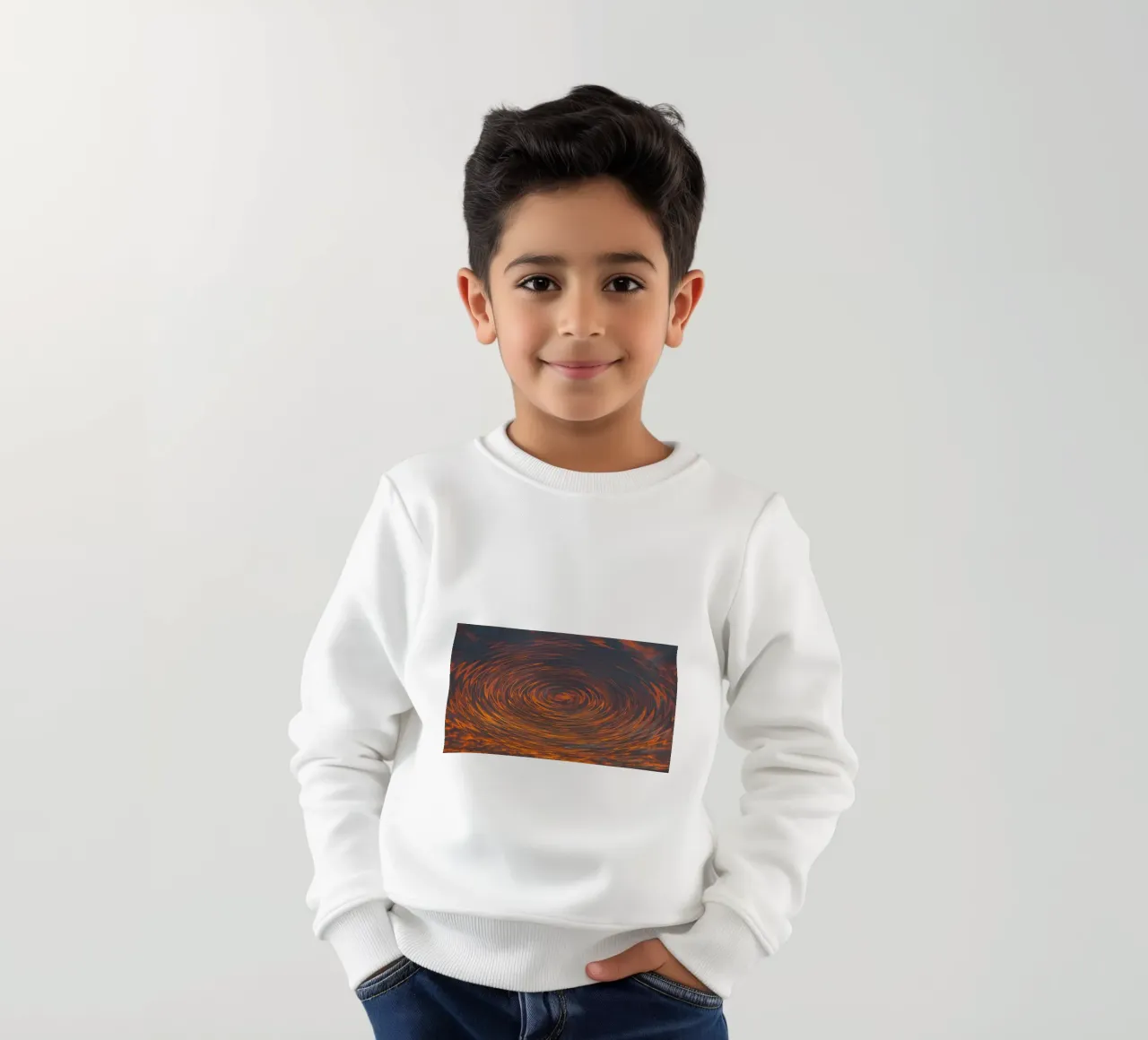 Amanecer circular abstracto - Patrones en zigzag en tonos dinámicos sudadera para niño de jay