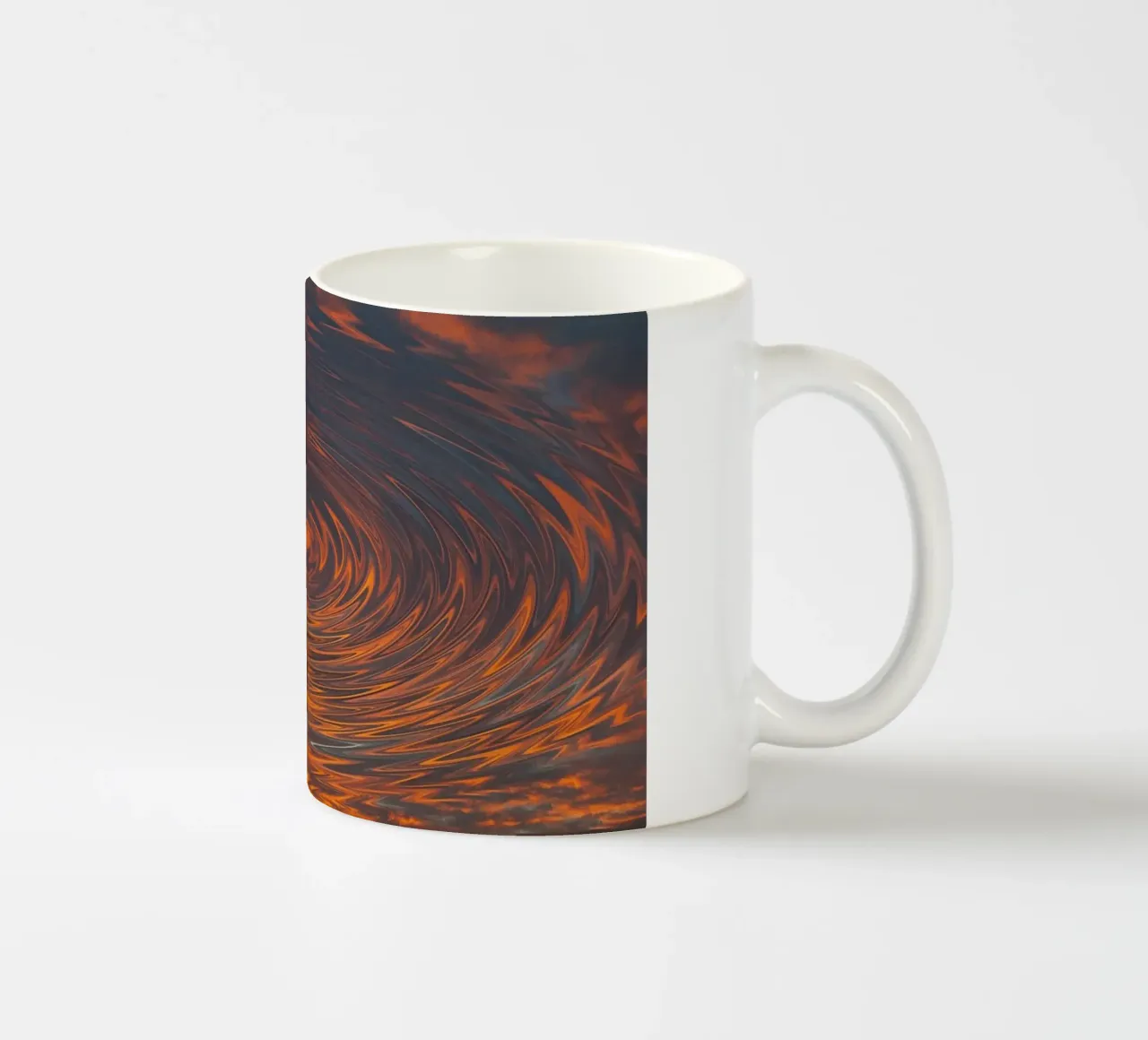 Abstract Circular Sunrise – Zig-Zag Patterns in Dynamic Hues ceramic mug by jay