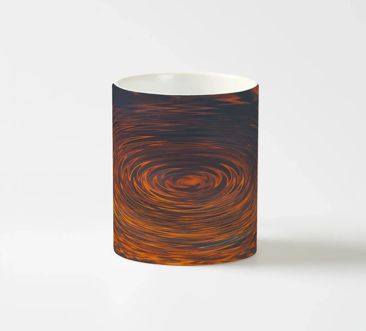 Abstract Circular Sunrise – Zig-Zag Patterns in Dynamic Hues ceramic mug by jay