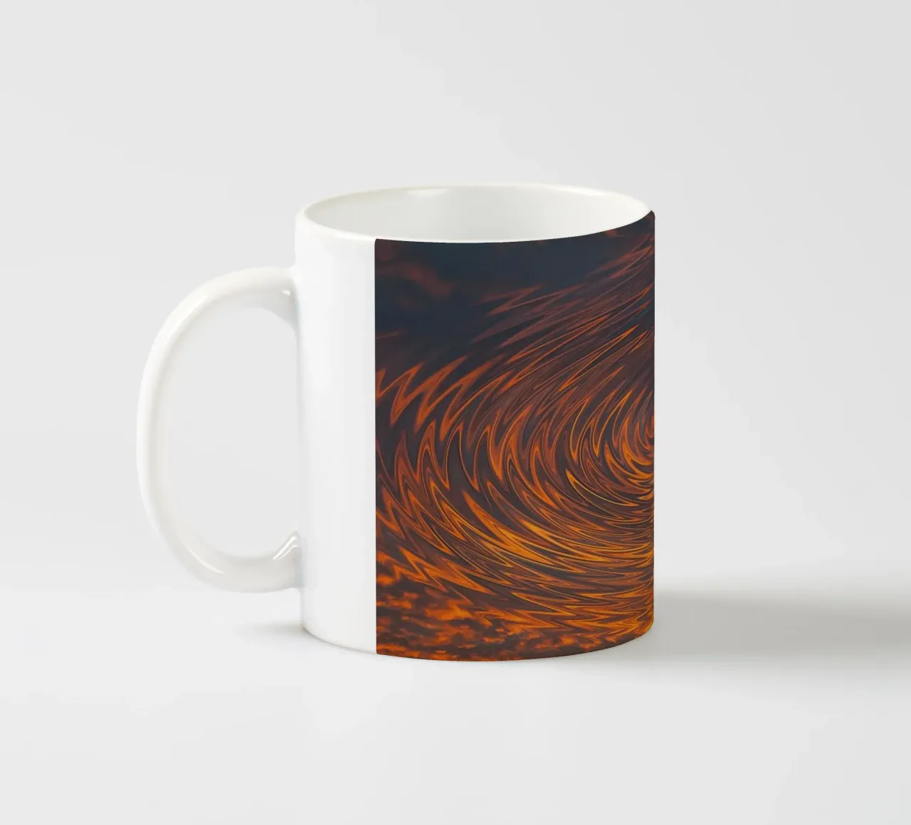 Abstract Circular Sunrise – Zig-Zag Patterns in Dynamic Hues ceramic mug by jay