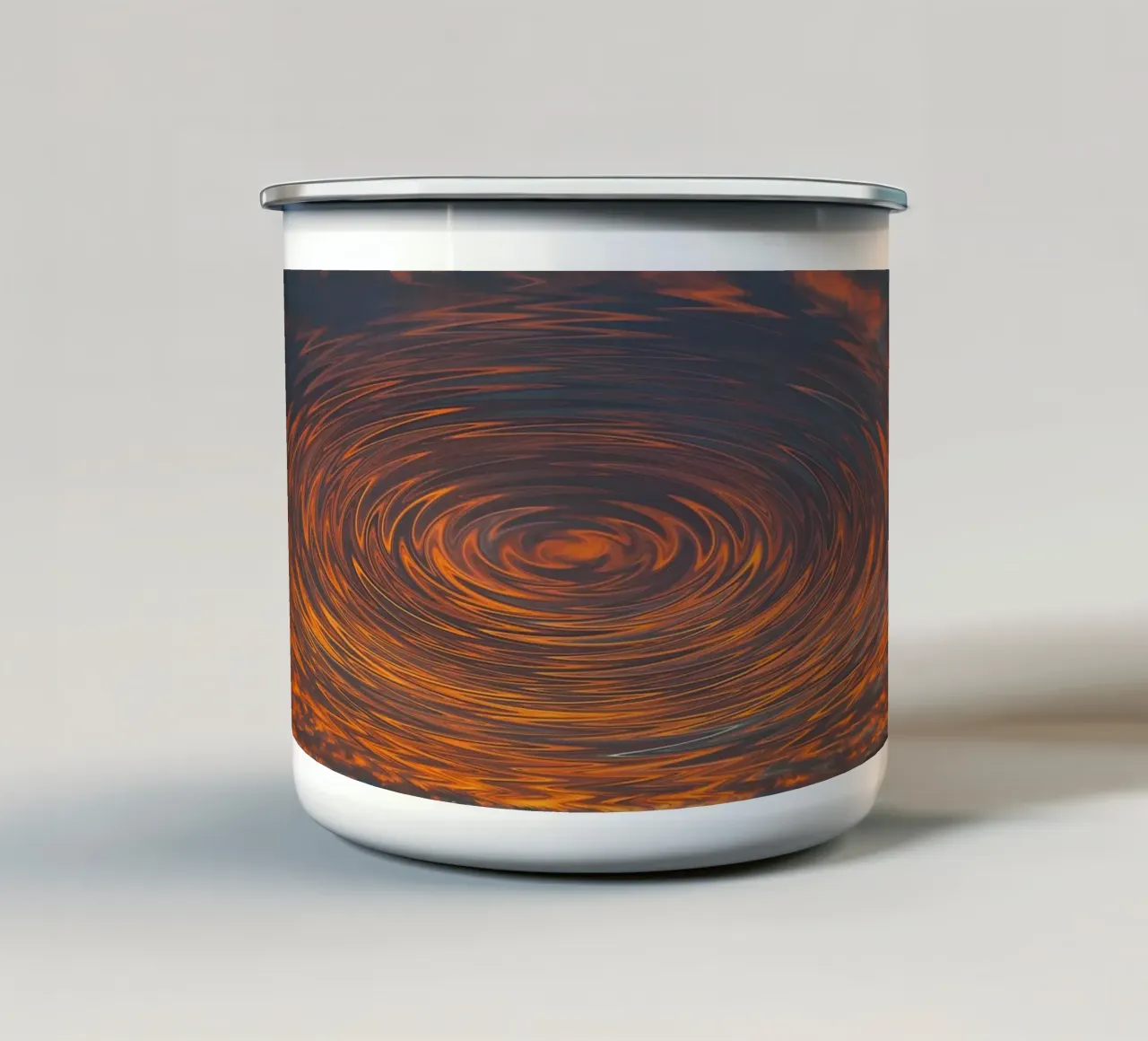 Abstract Circular Sunrise – Zig-Zag Patterns in Dynamic Hues enamel mug by jay