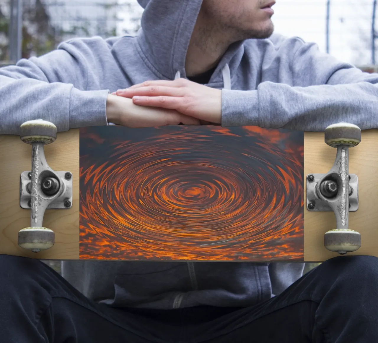 Alba circolare astratta - Motivi a zig-zag in tonalità dinamiche adesivo da jay