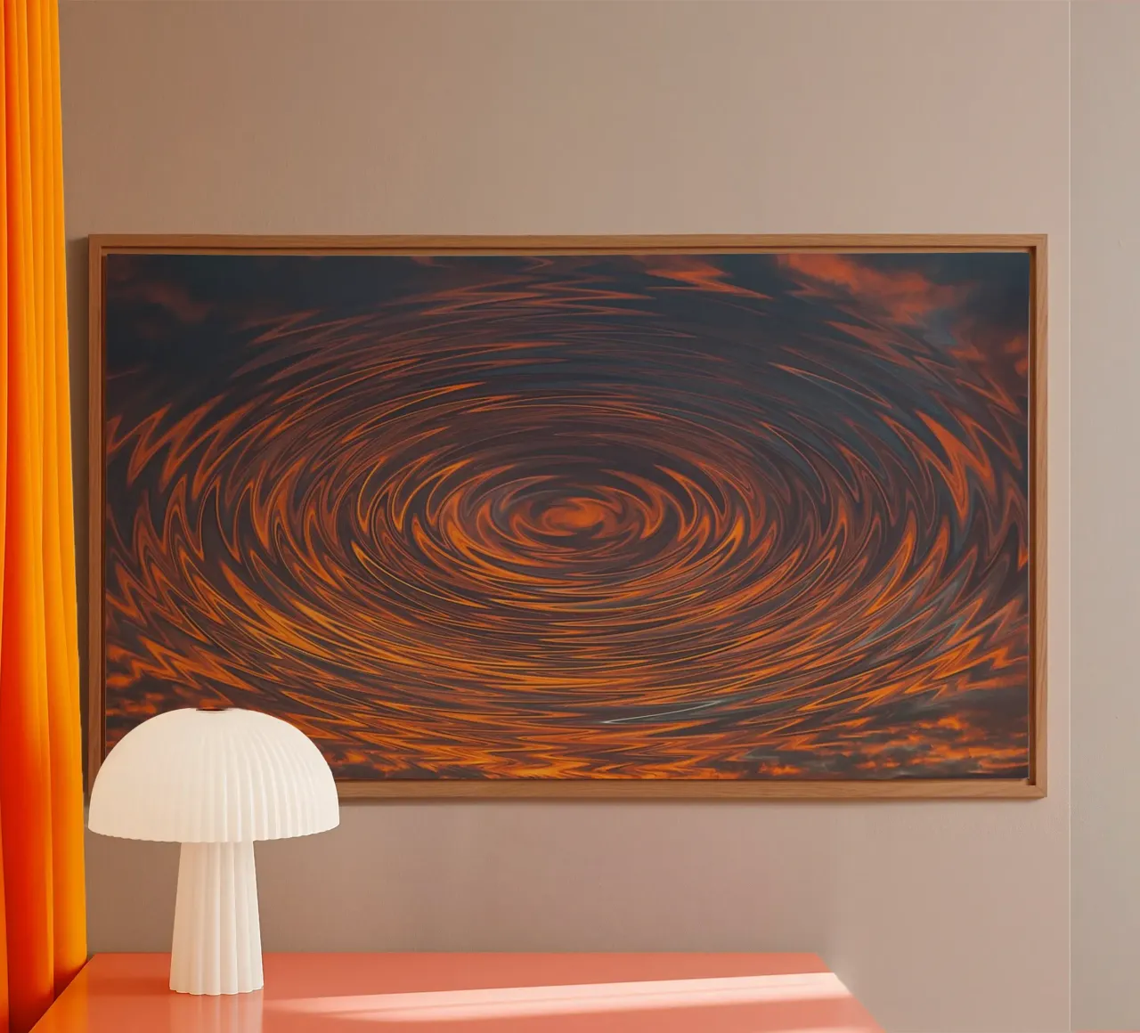 Abstract Circular Sunrise – Zig-Zag Patterns in Dynamic Hues alu-dibond by jay