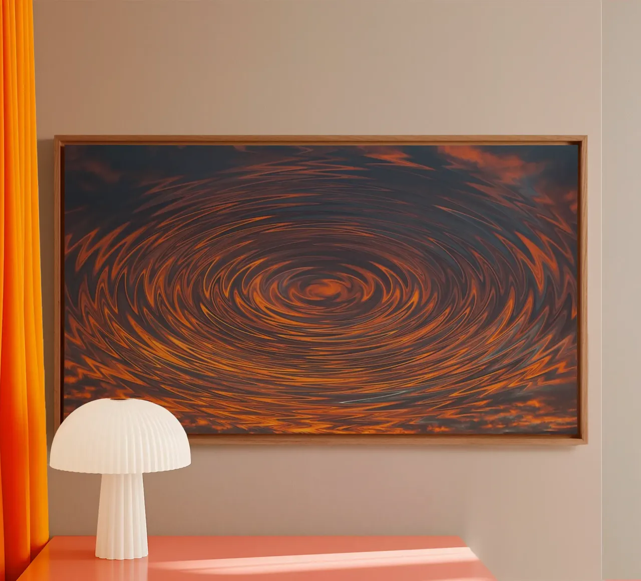 Abstract Circular Sunrise ā Zig-Zag Patterns in Dynamic Hues canvas by jay