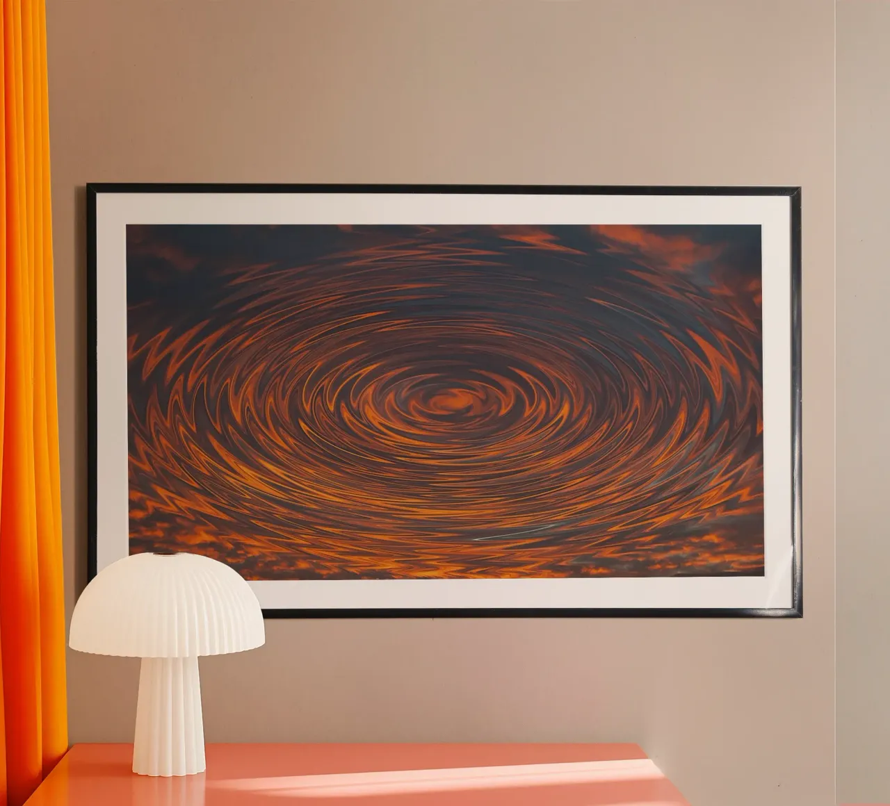 Abstract Circular Sunrise – Zig-Zag Patterns in Dynamic Hues hahnemühle by jay