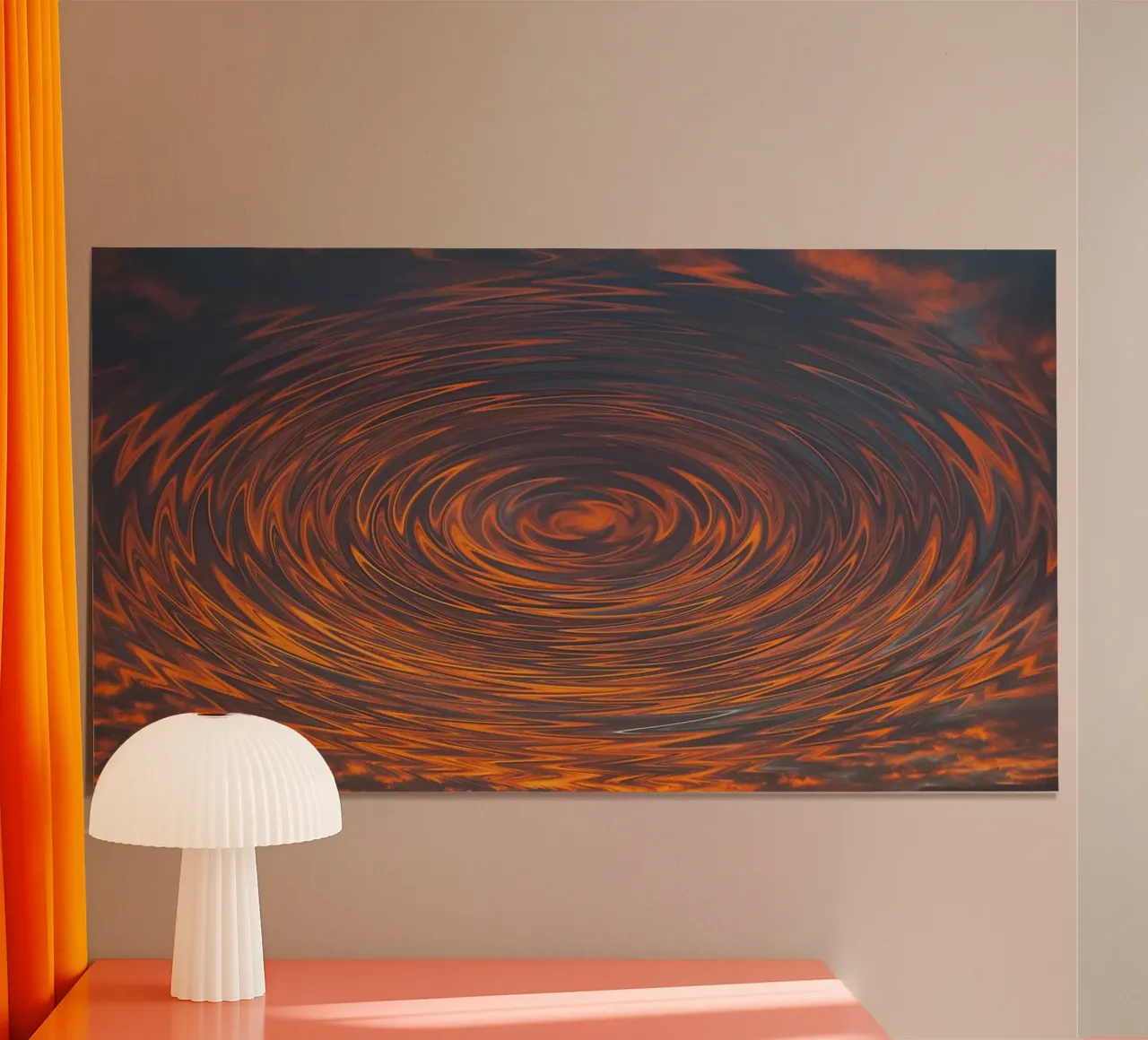 Abstract Circular Sunrise – Zig-Zag Patterns in Dynamic Hues hahnemühle by jay