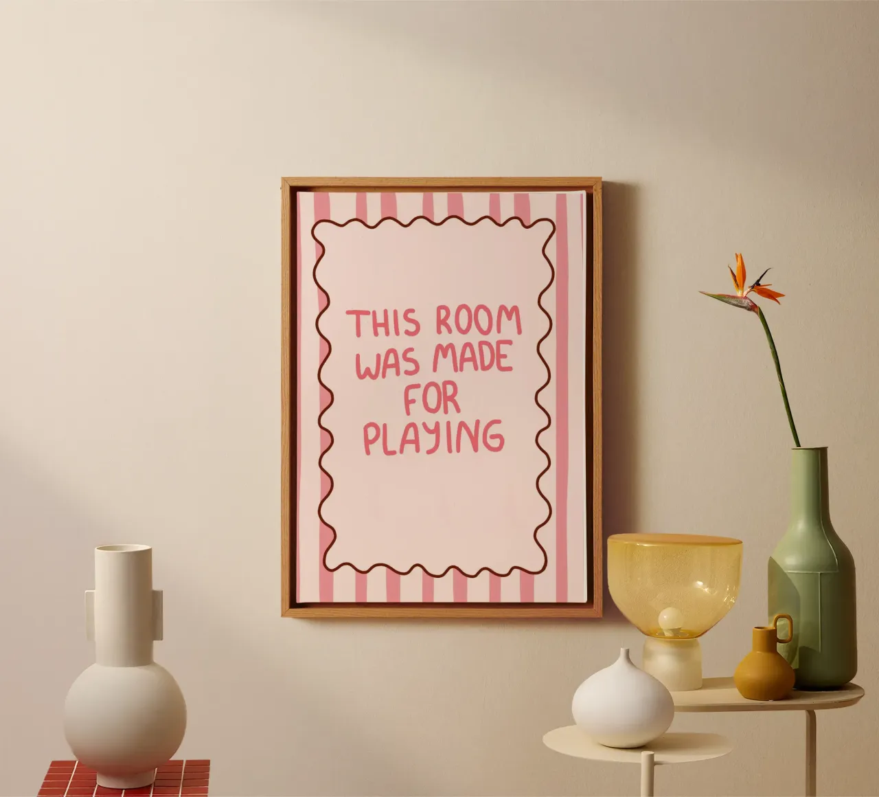 "This Room Was Made for Playing" Playful Quote Art canvas with Floater frame by vintagepod