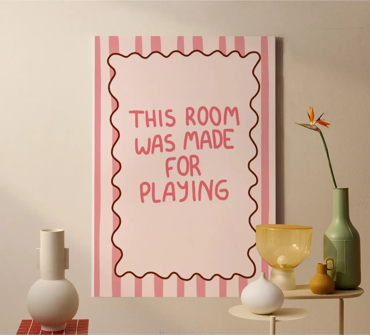 "This Room Was Made for Playing" Playful Quote Art canvas with Floater frame by vintagepod