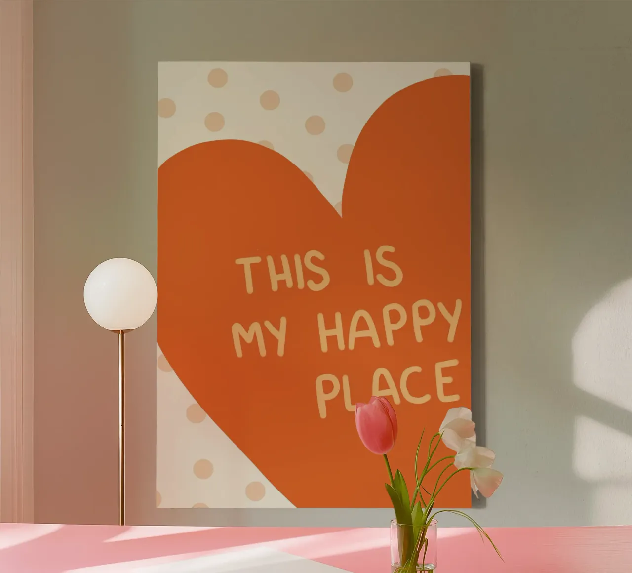 "Impresión artística en forma de corazón "This is My Happy Place lienzo con Marco flotante de vintagepod
