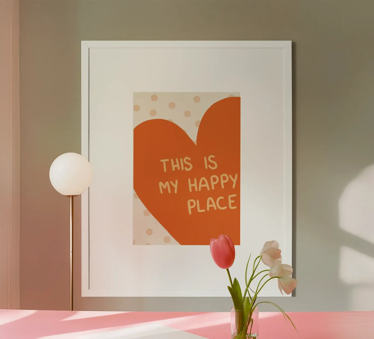 "Stampa a cuore "Questo è il mio posto felice poster con telaio in alluminio da vintagepod