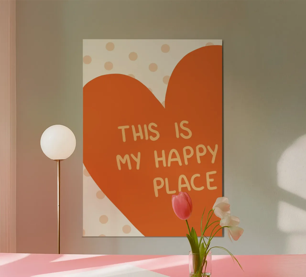 "Stampa a cuore "Questo è il mio posto felice poster con telaio in alluminio da vintagepod