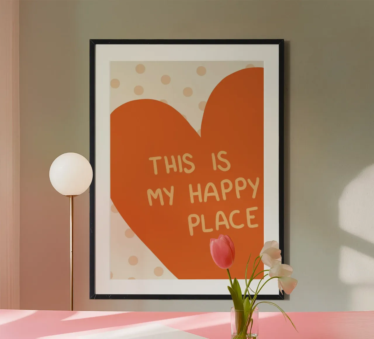 "Stampa a cuore "Questo è il mio posto felice poster con telaio in alluminio da vintagepod