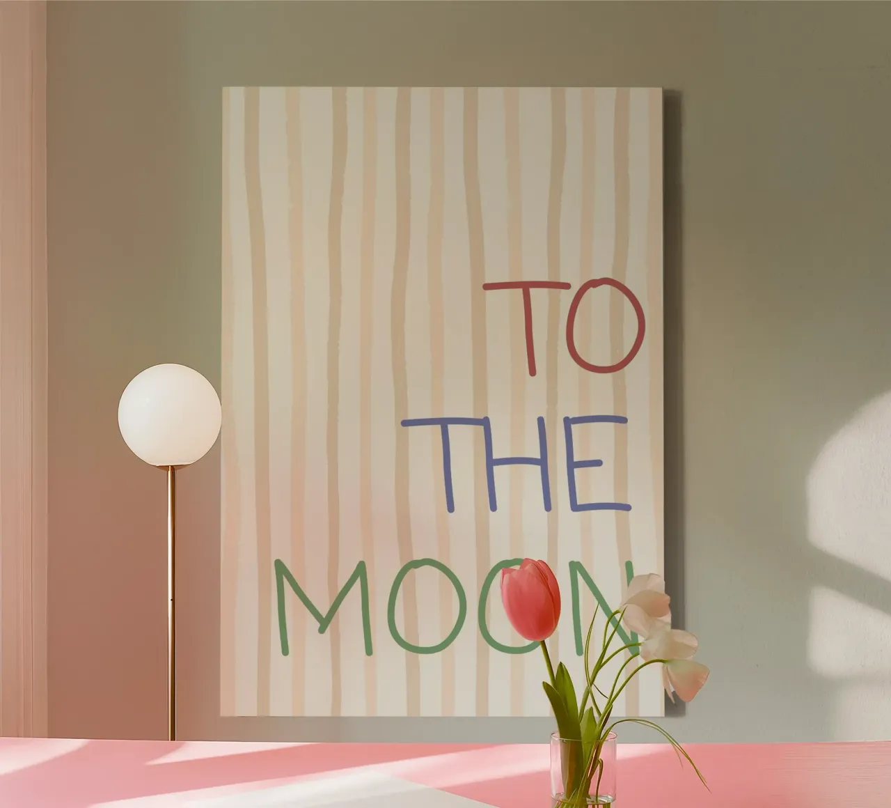 To The Moon Retro Typografie Kunstdruck Leinwand mit Schattenfugenrahmen von vintagepod