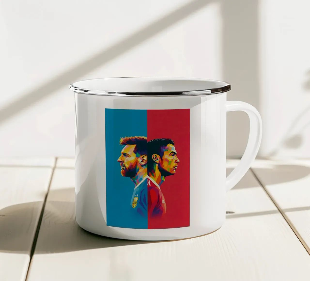 Messi and Ronaldo tazza in smalto da BONANZA