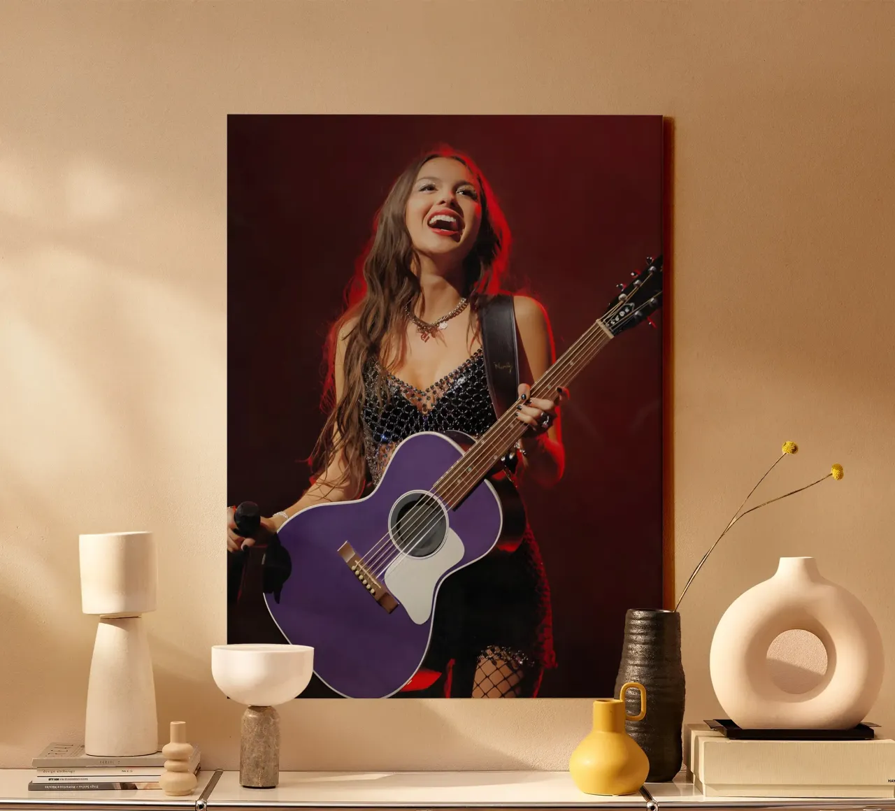 Olivia Rodrigo canvas met Baklijst van Low poly art