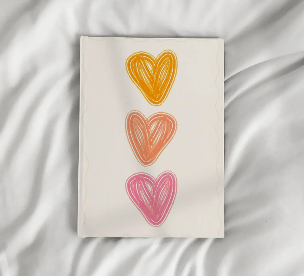 Three Hearts Minimalist Boho Art Print notebook by vintagepod