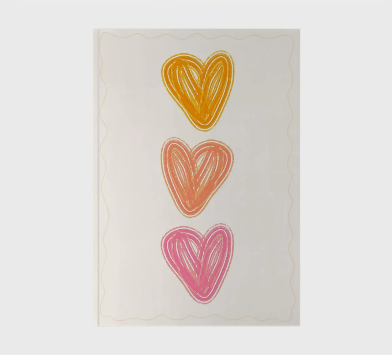 Three Hearts Minimalist Boho Art Print notebook by vintagepod