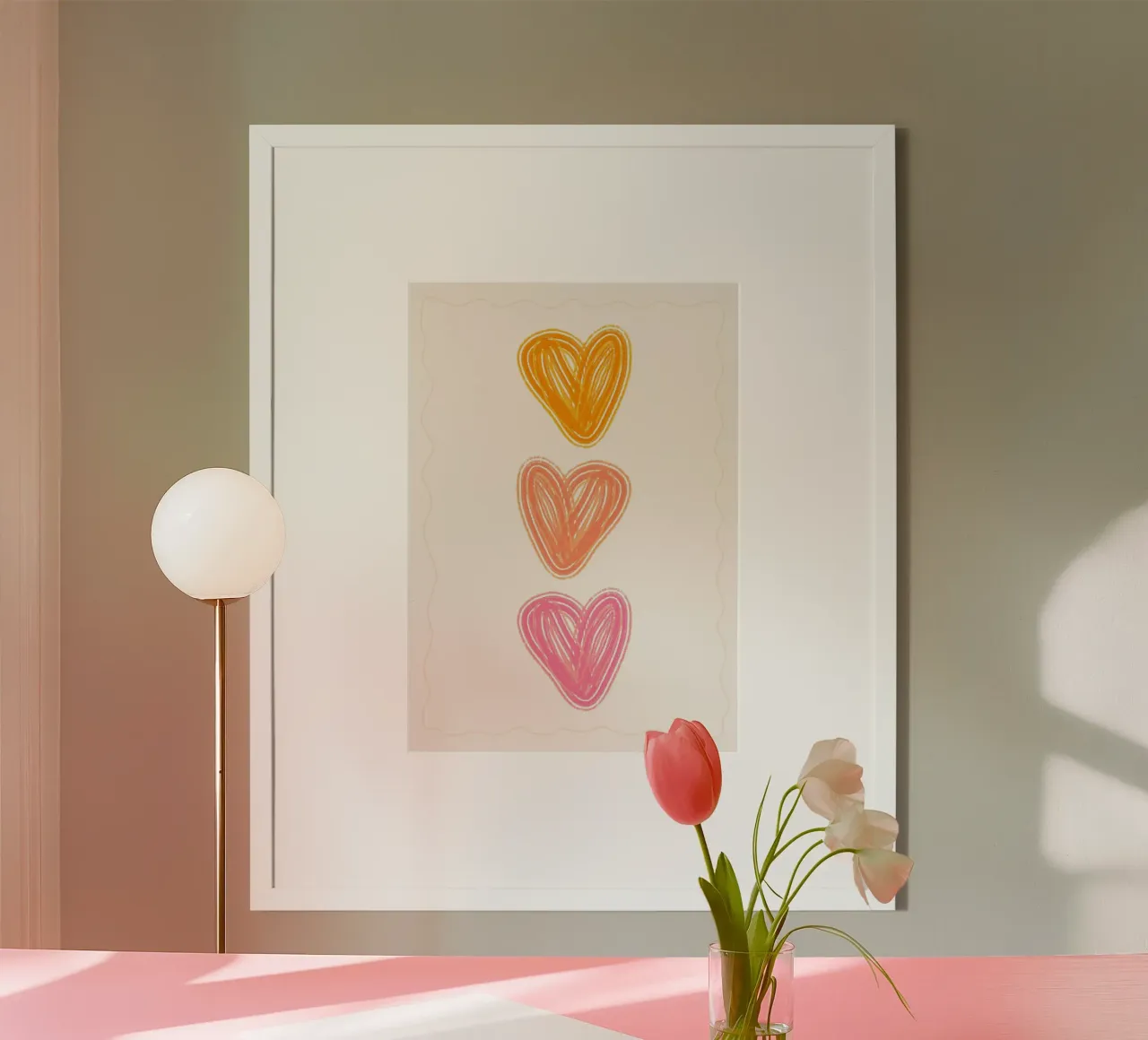Three Hearts Minimalist Boho Art Print poster with aluminum frame by vintagepod