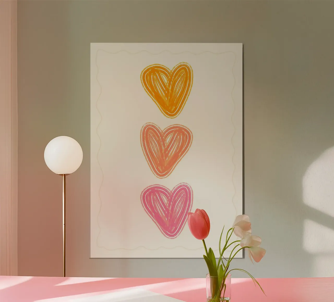 Three Hearts Minimalist Boho Art Print poster with aluminum frame by vintagepod