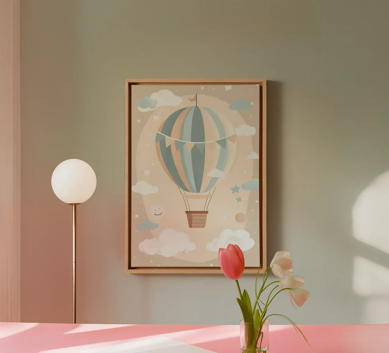 Stampa d'arte della cameretta con mongolfiera - Dreamy Boho Decor tela con Cornice a cassetta da vintagepod