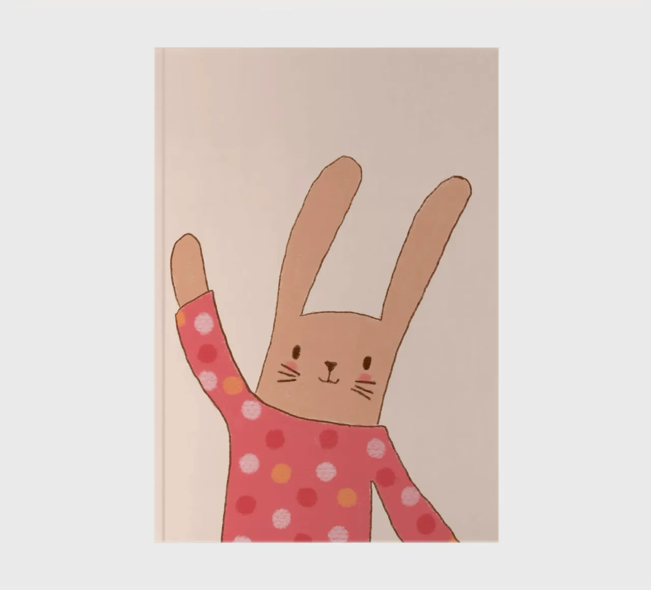 Lapin mignon faisant un signe de la main avec une chemise à pois carnet de notes de vintagepod