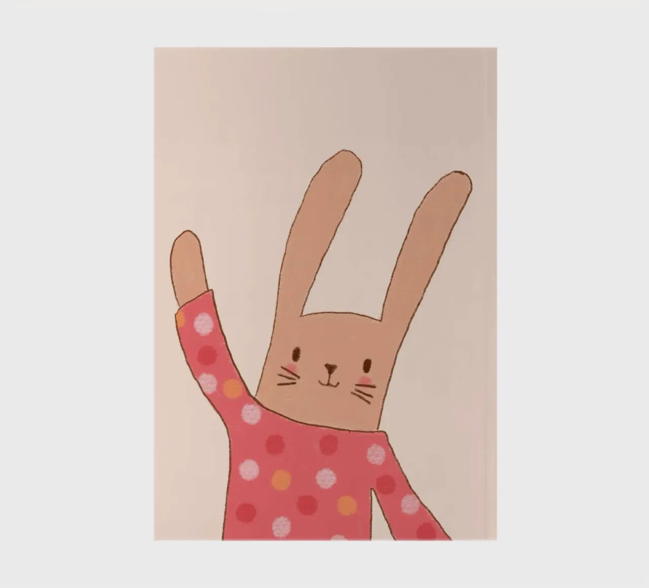 Lapin mignon faisant un signe de la main avec une chemise à pois carnet de notes de vintagepod