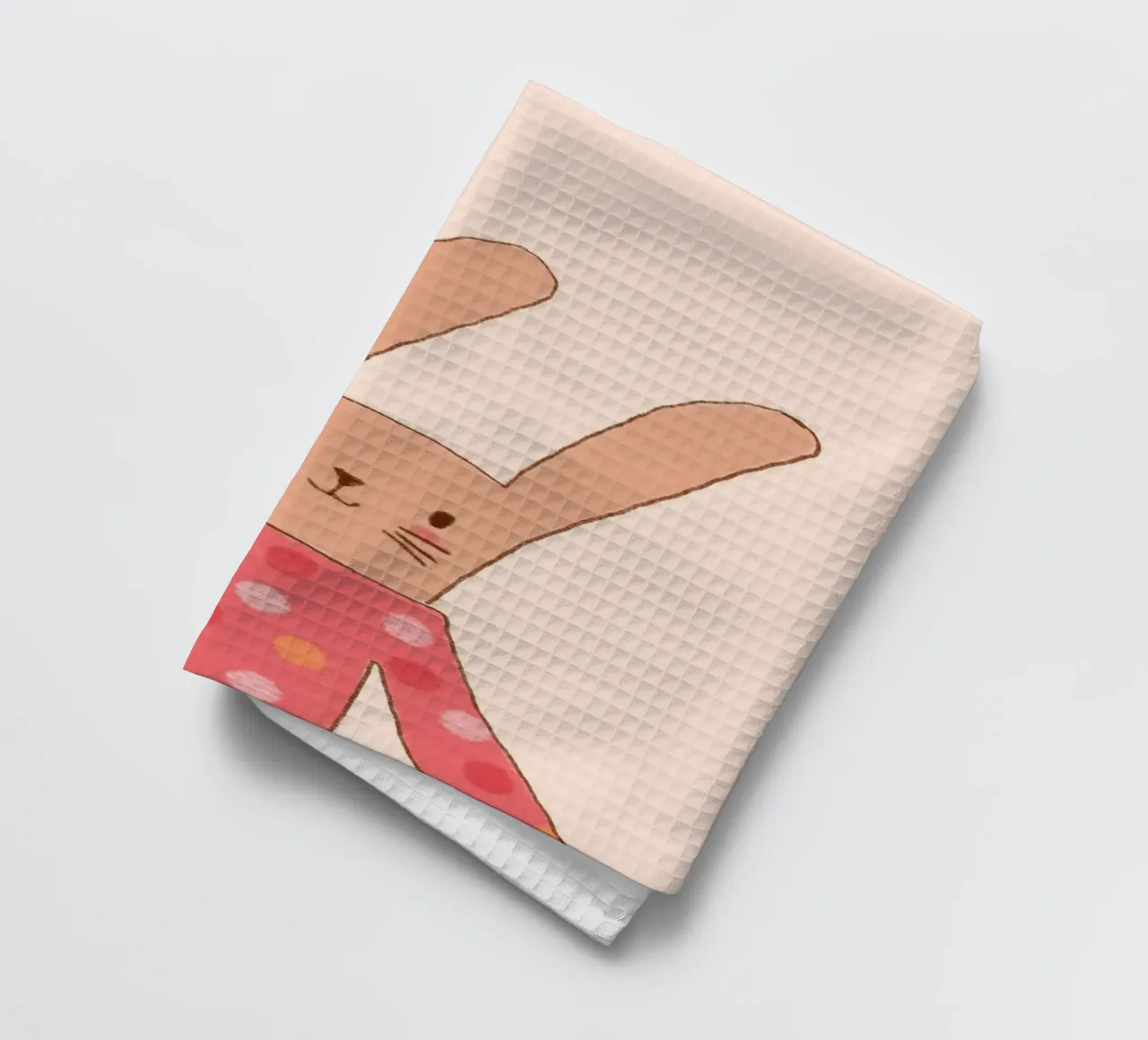 Lapin mignon faisant un signe de la main avec une chemise à pois torchon de vintagepod