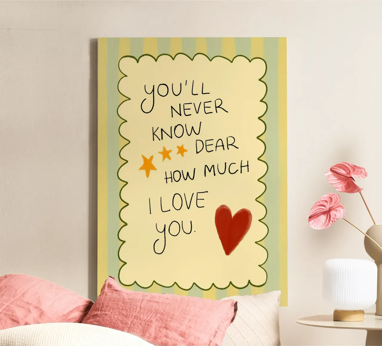 "You'll Never Know" Hartelijke Liefde Kunstdruk canvas met Baklijst van vintagepod
