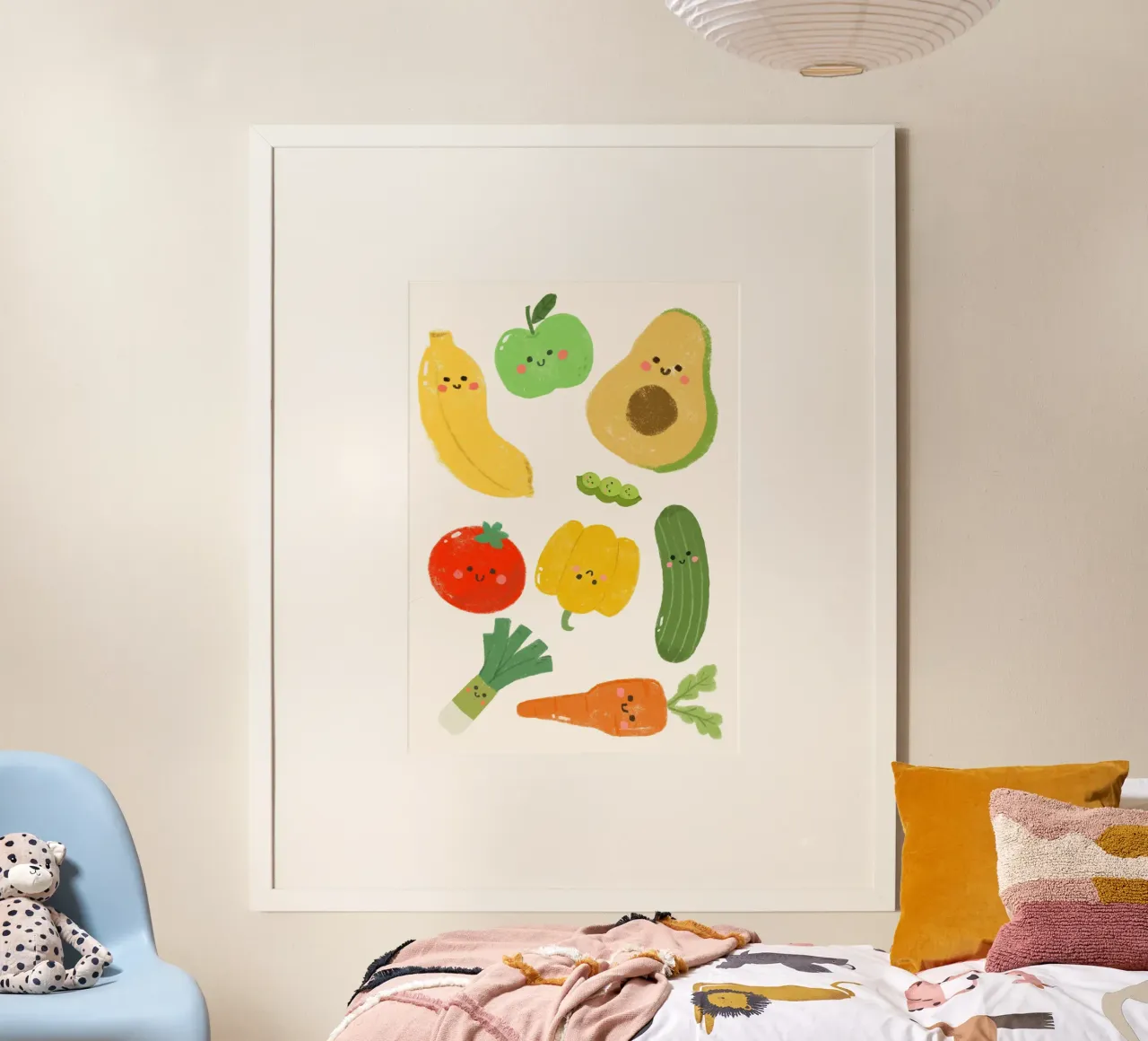 Stampa d'arte Kawaii di frutta e verdura carine poster da vintagepod